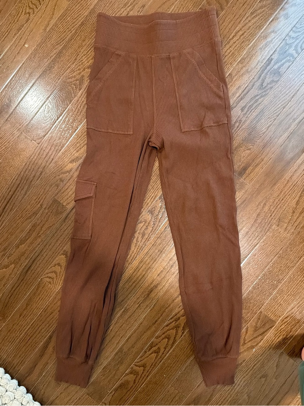 Terez Ribbed Cargo Joggers Cocoa Brown Size Small